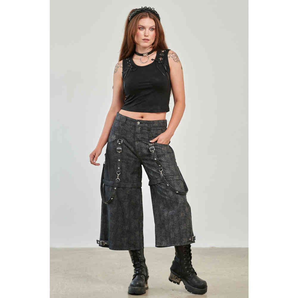 Banned - Glitchcore Detachable Wijde broek - Grijs